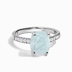Raw Aquamarine Sterling Silver Ring (Moon Magic)